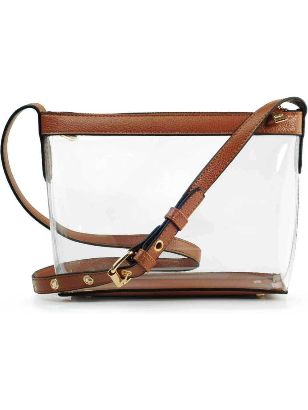 Stylish Clear Crossbody Bag with Vegan Leather Trim - Perfect for Events